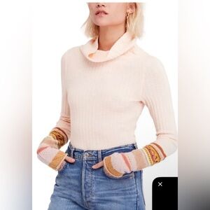Free People Mixed Up Cuff Pullover Sweater M